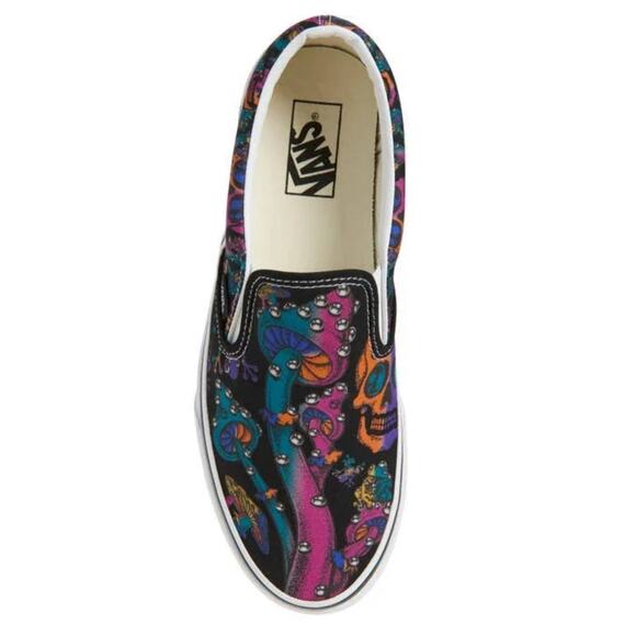 New Vans Unisex Men 7 Women 8.5 Slip On Shoes Trippy Drip Skull Mushrooms Retro main image 4